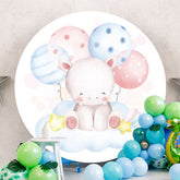 Aperturee - Ballons And Hippo Round Baby Shower Backdrop